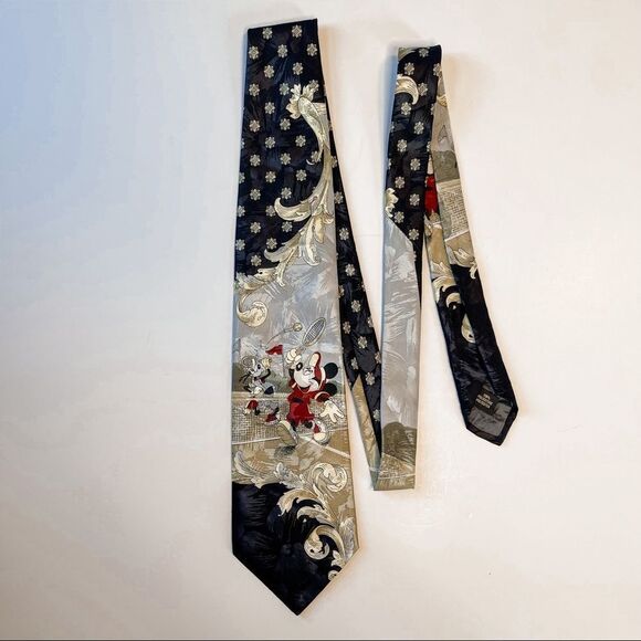 Vintage Mickey Unlimited Disney Mickey Mouse & Goofy Tennis Neck Tie - Picture 1 of 6